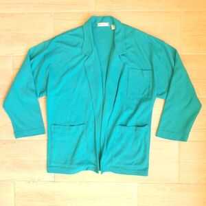 Liz Claiborne Women's Aqua Blue Cotton  Blazer With Pockets - Size Small Petite
